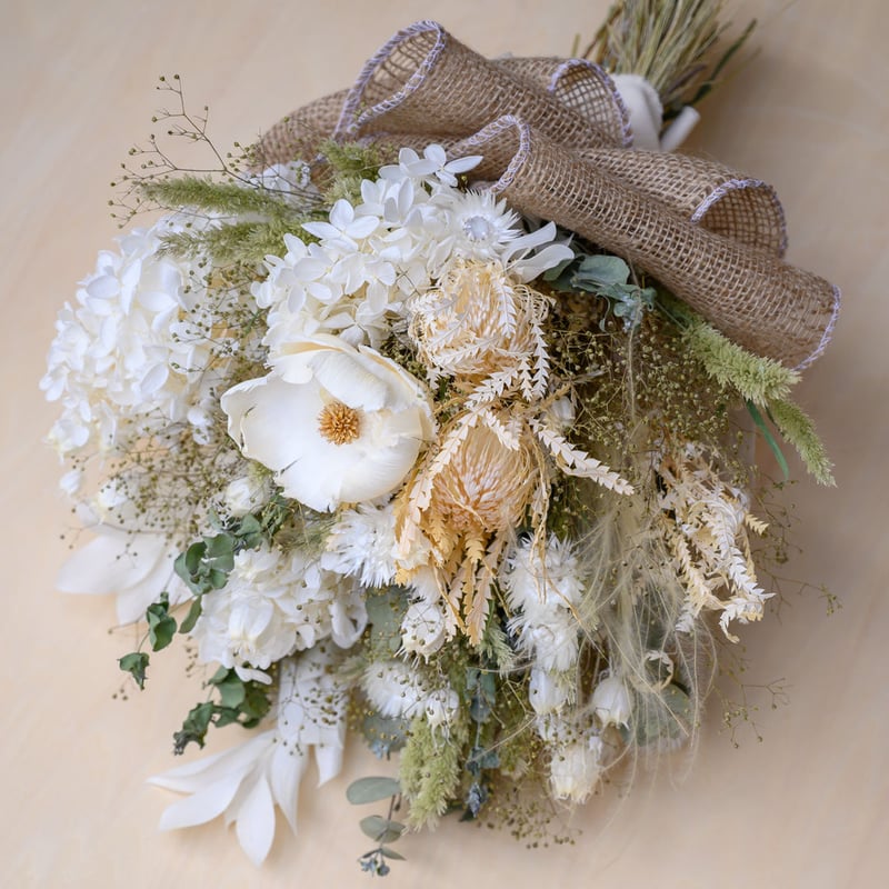 ドライフラワーブーケ風スワッグ  ホワイトグリーン bd-grwh.jpg