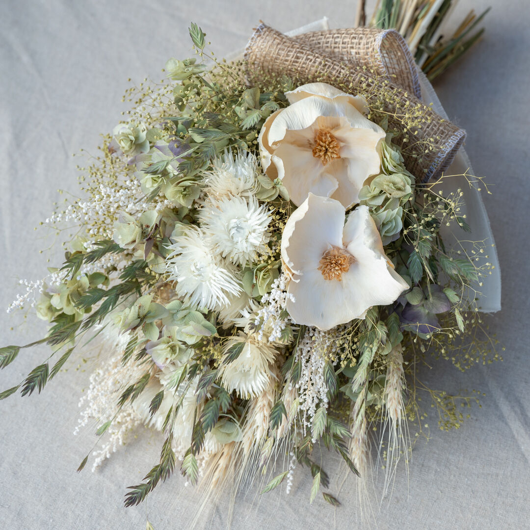 ココフラワーとパンパスグラスの横型スワッグ 雑貨店 