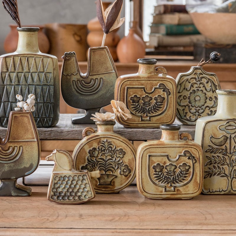 リバーシブル花器(arabesque round)【かしわ窯】 | ドライフラワーと