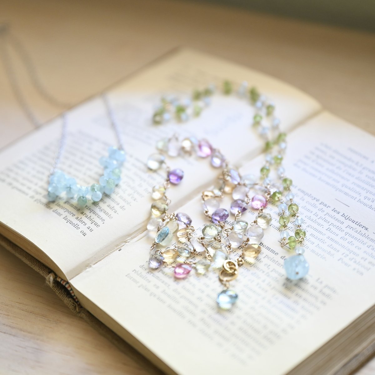 【ハンドメイド☆】　ネックレス　パール　アクアマリン　ペリドット fit=scale-down,w=1200