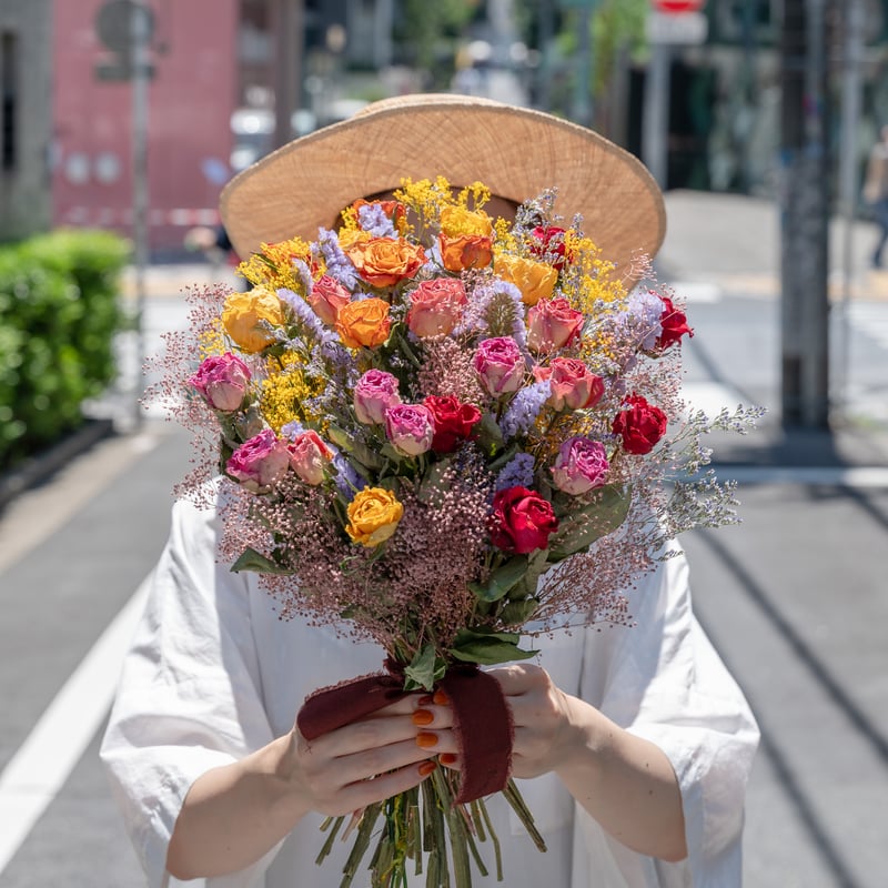 スタンダードバラ❇️ミックスカラー❣️ドライフラワー レッド系MIX