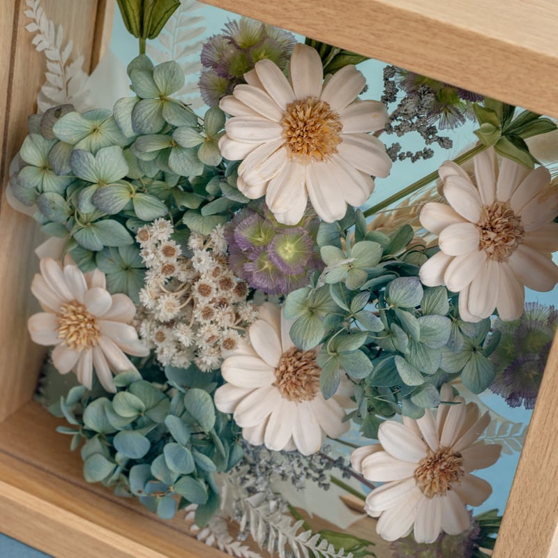 【新品】Tida Flower ドライフラワー フレームフラワー 紫陽花 寒色系 アジサイ入り寒色系ドライフラワーフレームフラワー | ドライフラワー