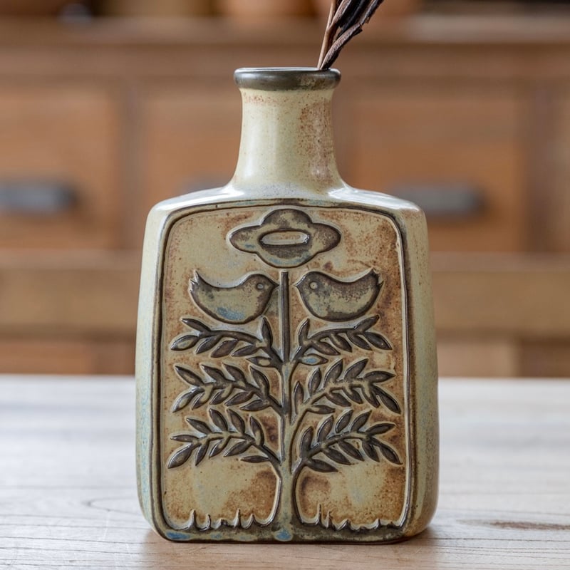 リバーシブル花器(arabesque round)【かしわ窯】 | ドライフラワーと