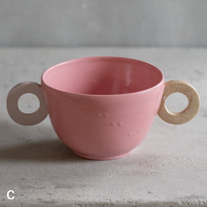 竹村良訓　スープカップ　２つ　貴重　とんすい　カフェオレボウル　一点もの　作家 取手付きスープカップ【竹村良訓】 ※一点もの | ドライフラワーと