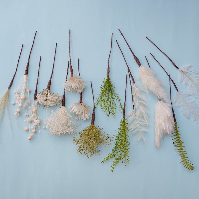 ドライフラワー髪飾り】シルバーデージーの白グリーンセレクト