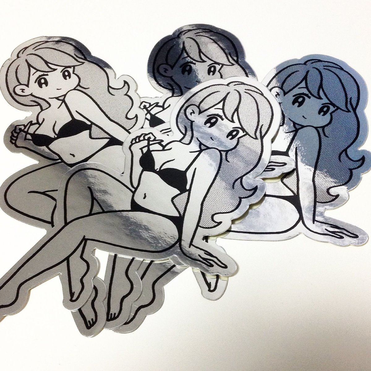 Pin-up girl Silver Sticker