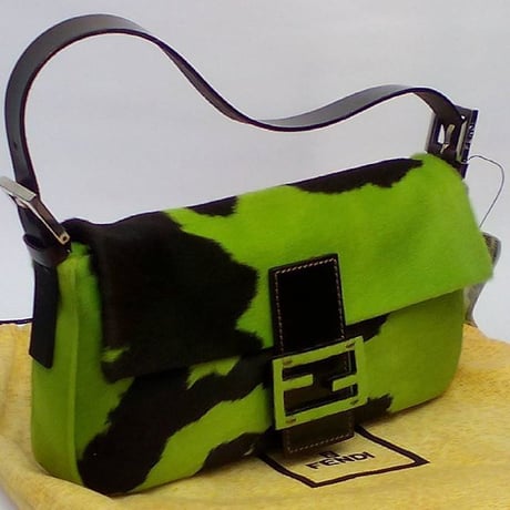 FENDI フェンディ バケット ハラコ、黄緑/黒