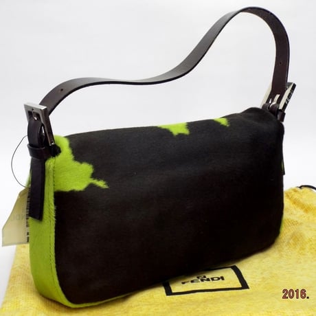 FENDI フェンディ バケット ハラコ、黄緑/黒