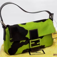 FENDI フェンディ バケット ハラコ、黄緑/黒