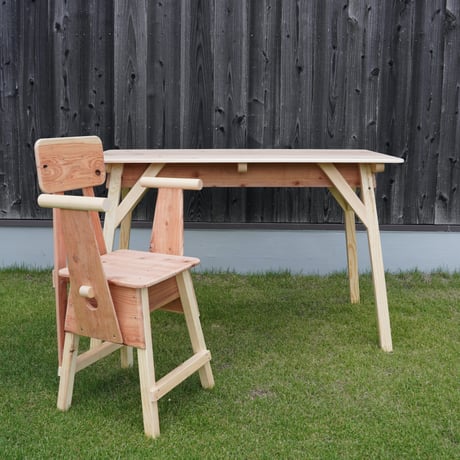 パーソナル 小屋テーブル & 小屋椅子（肘付き）
