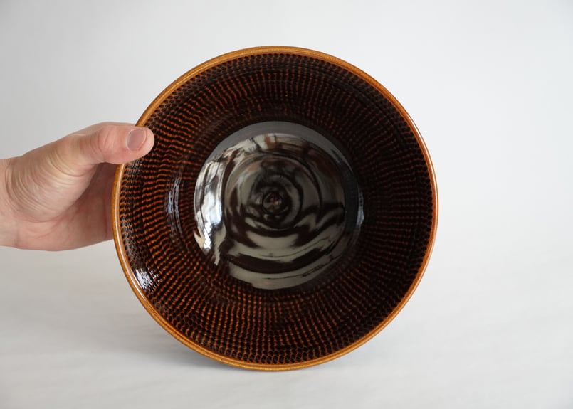 鉢■武蔵野盛鉢【陶祥窯作】招月庭陶 所・黒釉 金彩 大鉢 お茶道具 菓子器■ 鉢□武蔵野盛鉢【陶祥窯作】招月庭陶 所・黒釉