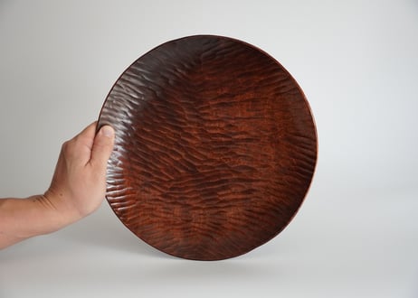 高台付き円皿　漆　φ27cm