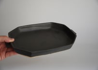 両耳八角長皿　黒・白（青萩）