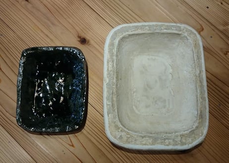 六角鉢　黒・白（青萩）