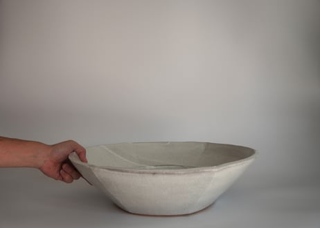 糠釉六角輪花鉢