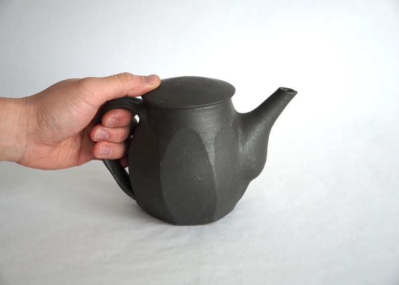 福光焼　白釉面取水差し 福光焼 白釉面取水差し