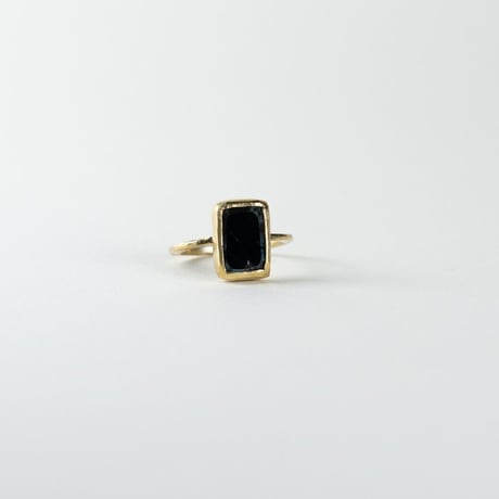 Czech glass brass S ring 【Black】