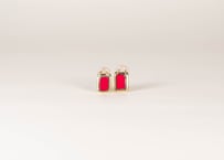 Czech glass brass S earring 【red】