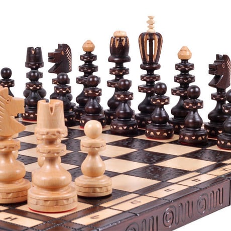CH131 ロマン53ｃｍチェスセット　チェス盤チェス駒セット　Poland bigwood chess ♡