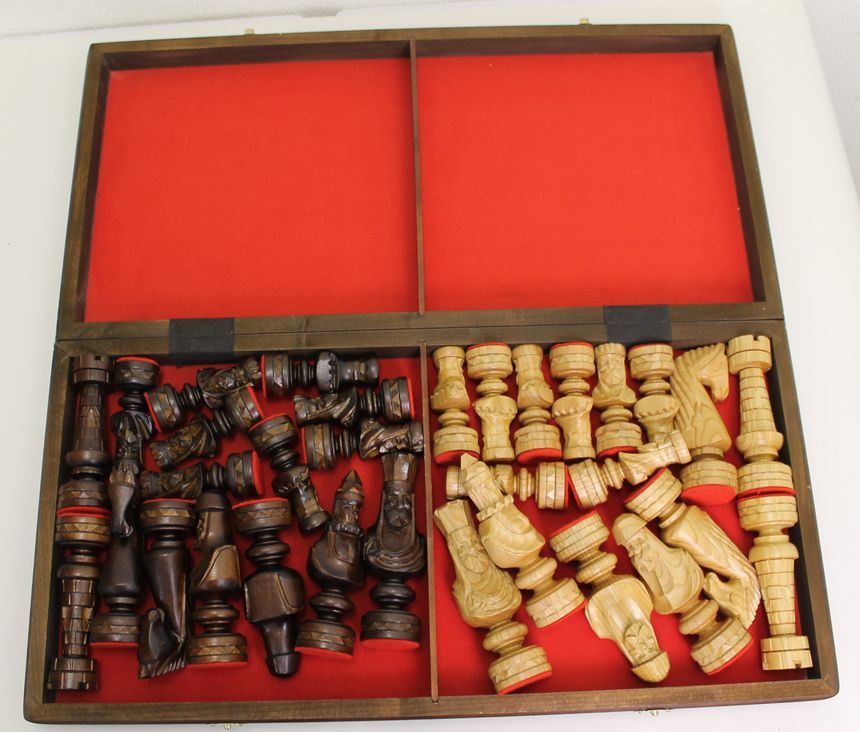 No103 59cm大型チェス盤チェス駒セット Poland Big wood chess