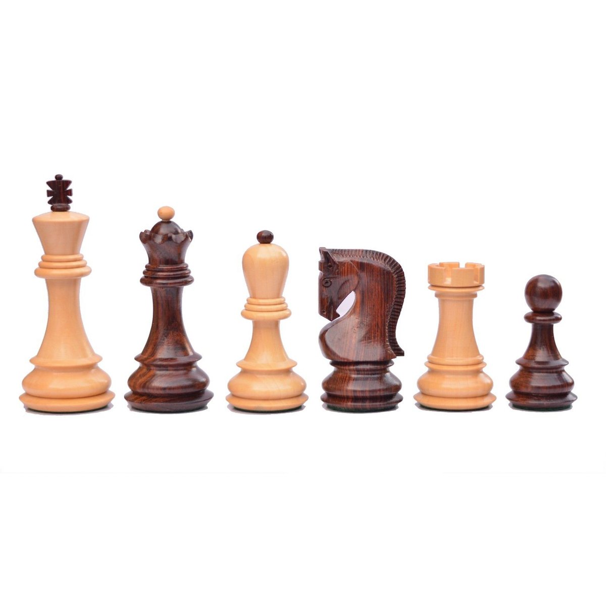 ロシアンスタントンチェス駒３４ピースセット(クイーン４つ)　Russian style chess pieces　Rose　ｗｏｏｄ ♡