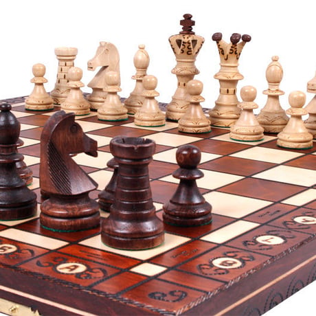CHW1 BROWN  53ｃｍアンバサダーチェスセット　チェス盤チェス駒セット　Poland Ambassador wood chess ♡