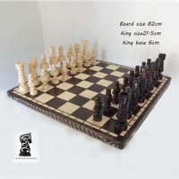 No103 59cm大型チェス盤チェス駒セット Poland Big wood chess