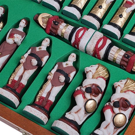 CH156　58cm木製チェス盤と石製チェス駒セット　SPARTACUS chess set ♡