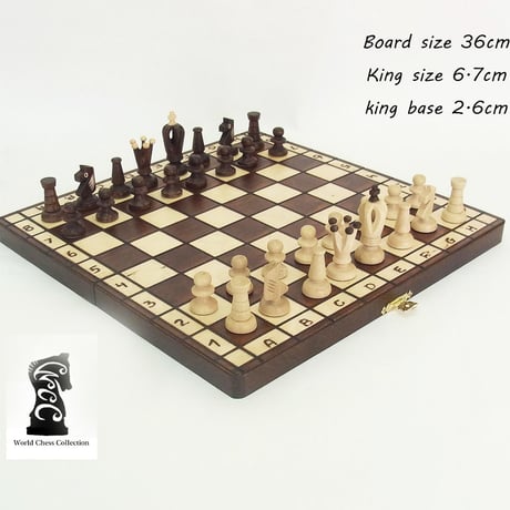 キングス36ｃｍチェス盤チェス駒セット　Poland King wood chess ♡