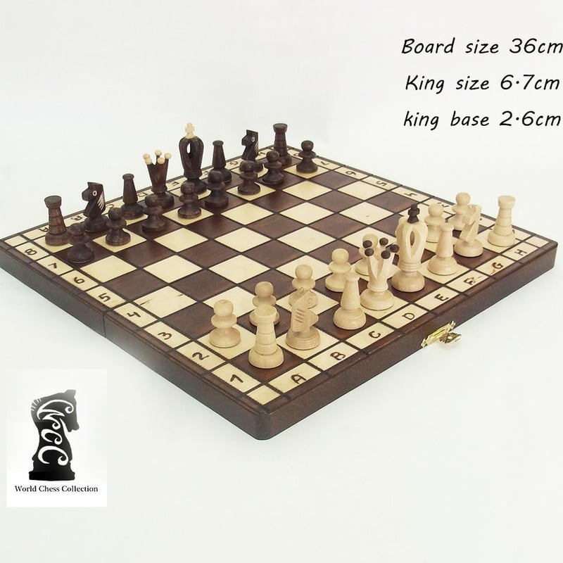キングス36cmチェス盤チェス駒セット Poland King wood chess ♡ |