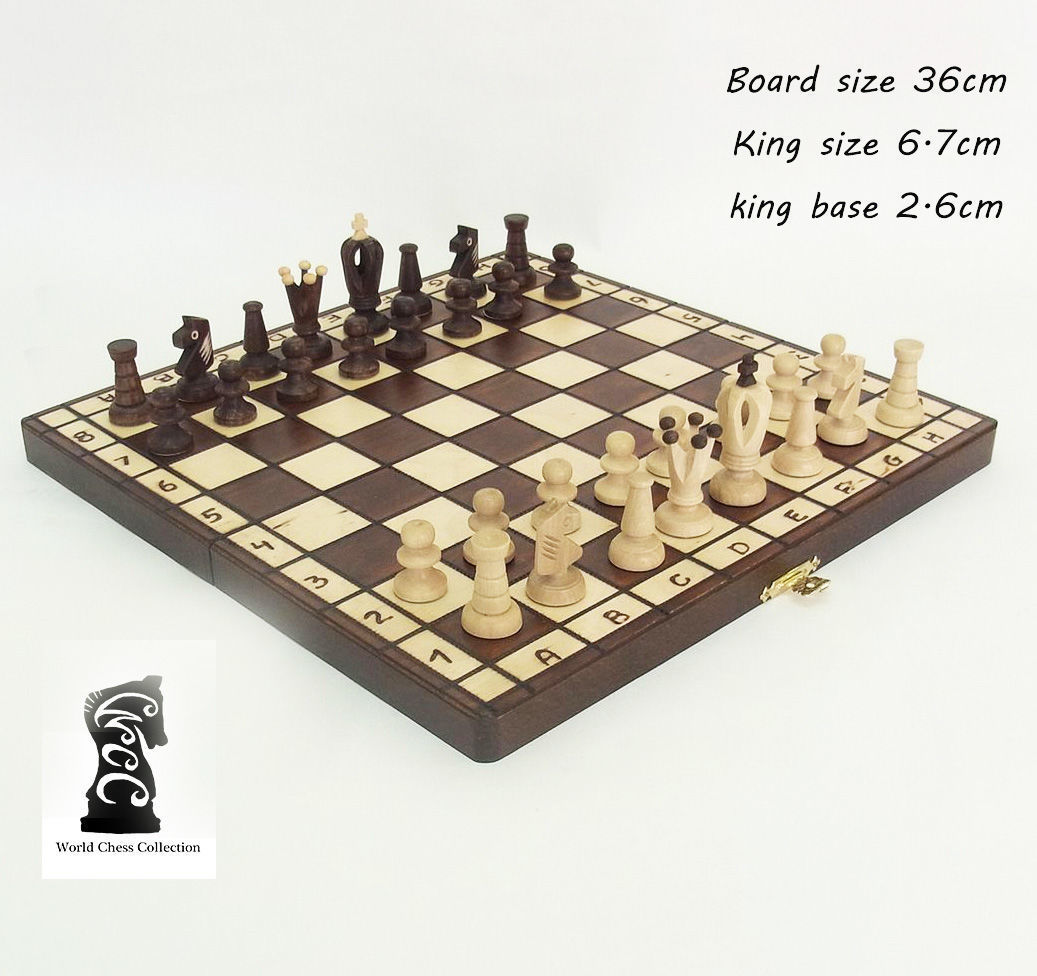 キングス36cmチェス盤チェス駒セット Poland King wood chess ♡ |