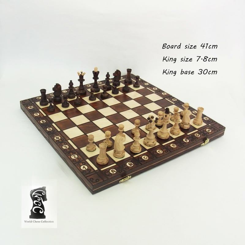41cmセネターチェスセット チェス盤チェス駒セット Poland wood