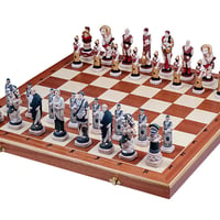 CH156　58cm木製チェス盤と石製チェス駒セット　SPARTACUS chess set ♡