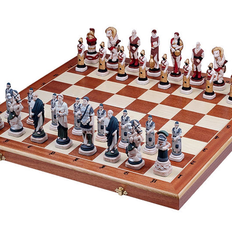 CH156 58cm木製チェス盤と石製チェス駒セット SPARTACUS chess set