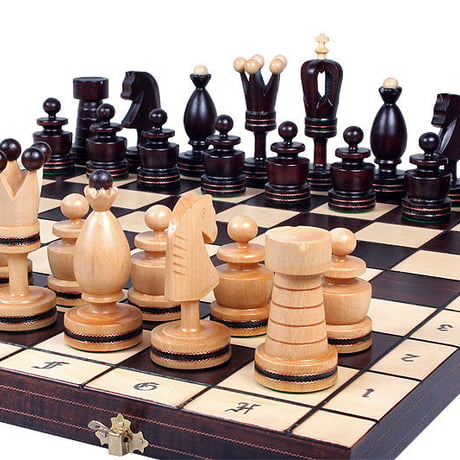 CH107　50cmチェス盤　チェス駒セット　KING'S WITH BRASS INLAY – LARGE chess ♡