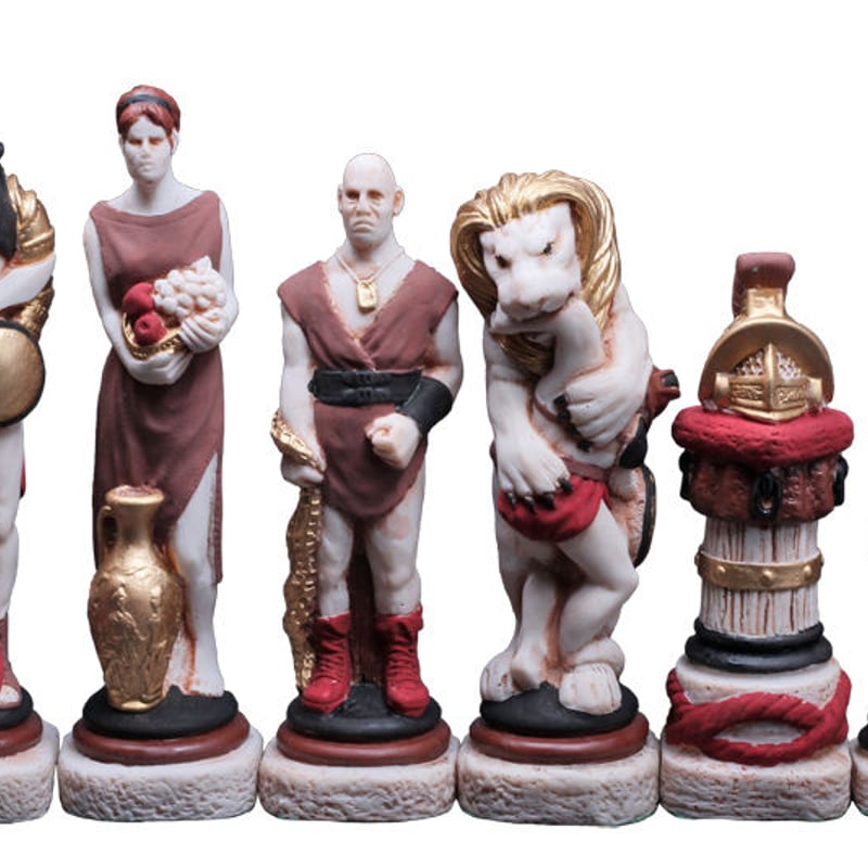 CH156 58cm木製チェス盤と石製チェス駒セット SPARTACUS chess set