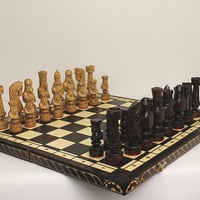 No103 　59ｃｍ大型チェス盤チェス駒セット  Poland Big wood chess ♡