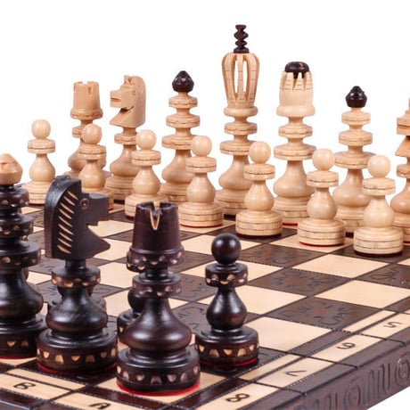 CH131 ロマン53ｃｍチェスセット　チェス盤チェス駒セット　Poland bigwood chess ♡