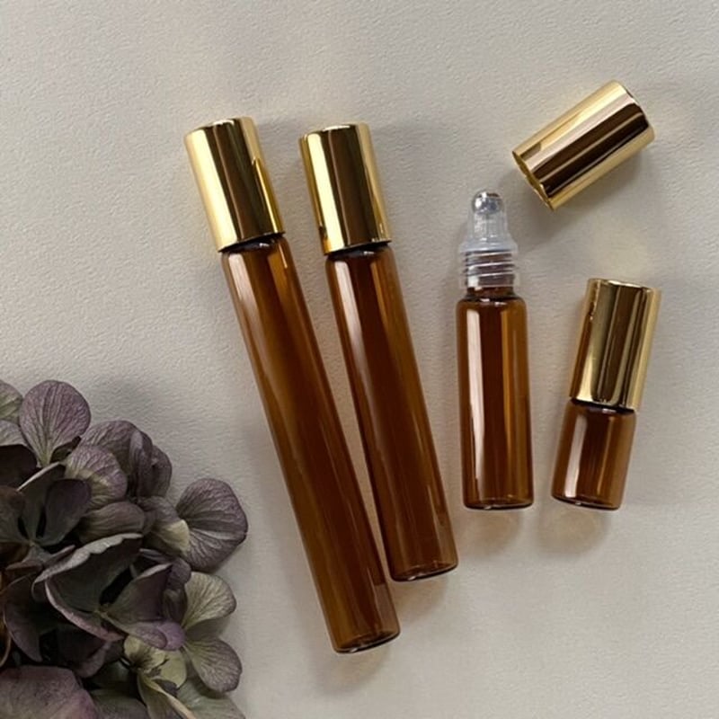 10個＞8ml 遮光瓶 ロールオンボトル ゴールドキャップ 日本製（金冠