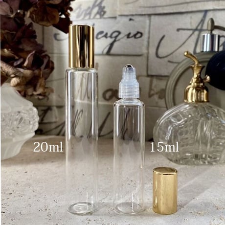 【クリックポスト対応】１５ml  ロールオンボトル　ゴールドキャップ　日本製（金冠キャップ）【香水　フレグランス　アロマ　肩こり　リフレッシュ　調香】