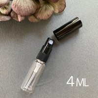 ＜10個＞４ml クリアーアトマイザー　黒プラスチックキャップ／黒スプレーポンプ　日本製 【小ロット　香水　フレグランス　アロマ　レッスン　調香　ワークショップ】