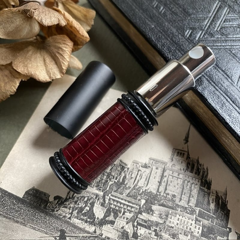 クリックポスト対応】 ワニ革巻き メタルアトマイザー マットブラック