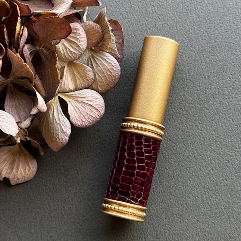 クリックポスト対応】 ワニ革巻き メタルアトマイザー マットゴールド