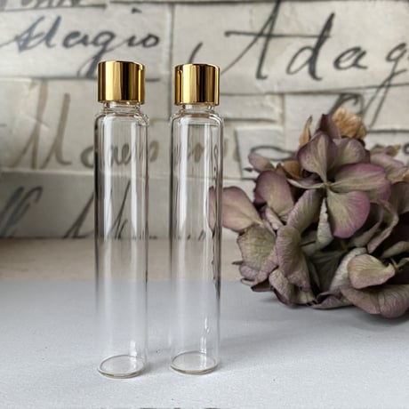 【クリックポスト対応】１０ml ロング 透明ガラス　スクリュー管　２個入り　日本製【香水サンプル　香水サブスク　アロマ　量り売り　小分け　24金メッキ】