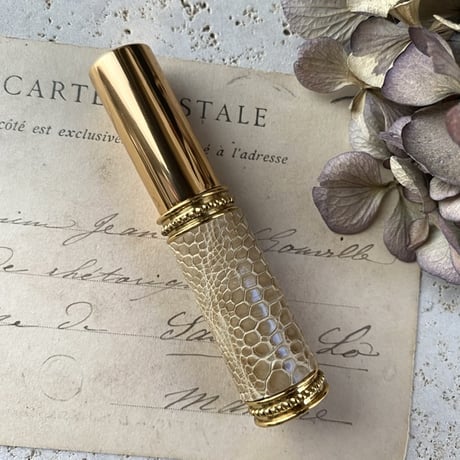 【クリックポスト対応】　カイマン革巻き　5ML メタルアトマイザー　ピカゴールド　BG05　日本製【人気　ベージュ　香水　フレグランス　アロマ　お返し　ギフト】