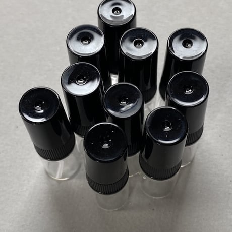 ＜500個＞２ML キャップ付きガラスアトマイザー 10個入り　黒色/スクリュー式【香水サンプル　香水サブスク　小分け　フレグランス　アロマ　小ロット】