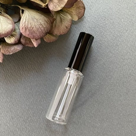【クリックポスト対応】　１０ml太・１５ml クリアーアトマイザー　黒アルミチックキャップ／黒スプレーポンプ　日本製 【メンズ　香水　フレグランス　アロマ　調香　漏れない】