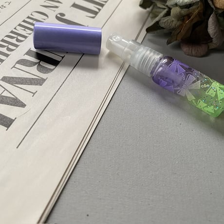 【クリックポスト対応】　４ml リボン柄 ガラスアトマイザー　PU/GR　日本製