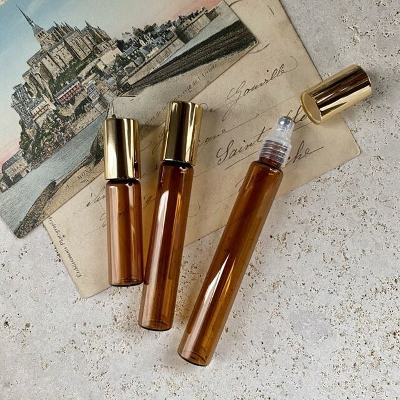 10個＞8ml 遮光瓶 ロールオンボトル ゴールドキャップ 日本製（金冠