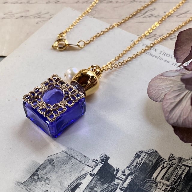 ポスト便】アロマペンダント・ネックレス60cm アラベスク ブルー